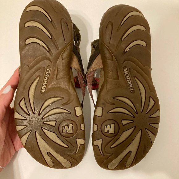 Merrell Kangaroo Sandals with Velcro Closure, SZ 8, Brown - Picture 7 of 10